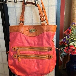 Orange and Pink Women's Bag